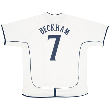 2001-03 England Home L/S Shirt Beckham #7 - 7/10 - (XL)
