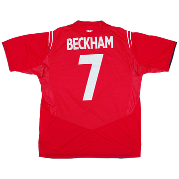 ウェア England Away 2004 #7 Beckham Longsleeve 2004-06 England Away Shirt Beckham #7 - 9/10