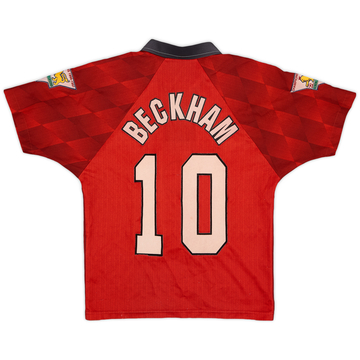 1996-98 Manchester United Home L/S Shirt Beckham #10 - 9/10 - (M)