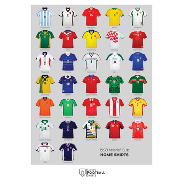 1998 World Cup Home Shirts A3 Poster/Print
