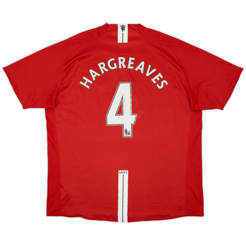 2009-10 Manchester United Home Shirt Hargreaves #4 - 5/10 - (XL)