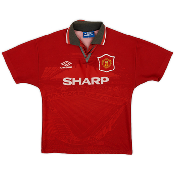 1994-96 Manchester United Home Shirt Sharpe #5 - 8/10 - (L.Boys)