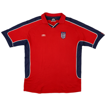England World Cup 2002 Away Jersey #7 Beckham Umbro Red