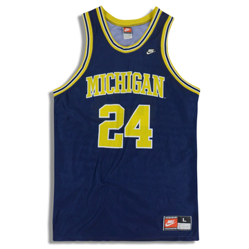 1991 95 Michigan Wolverines King 24 Authentic Nike Away Jersey Excellent L