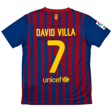 2010-11 Barcelona Home Shirt David Villa #7 - 9/10 - (M.Boys)