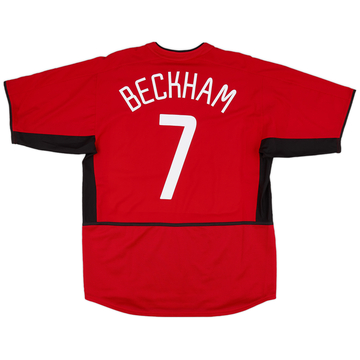 2002-04 Manchester United Home L/S Shirt Beckham #7 - 9/10 - (L)