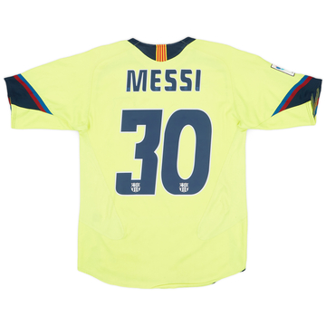 2005/06 Barcelona Away Jersey With La Liga Badge & Messi #30