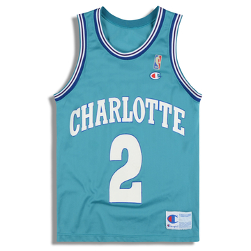 1992-95 Charlotte Hornets L. Johnson #2 Champion Away Jersey