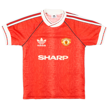 1990-92 Manchester United Home Shirt - 8/10 - (L.Boys)