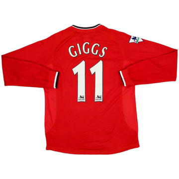 2000-02 Manchester United Home L/S Shirt Giggs #11 - 8/10 - (Y)