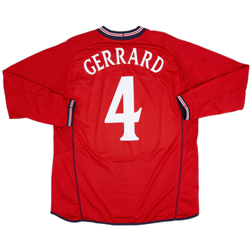 2002-04 England Away L/S Shirt Gerrard #4 - 8/10 - (XL)