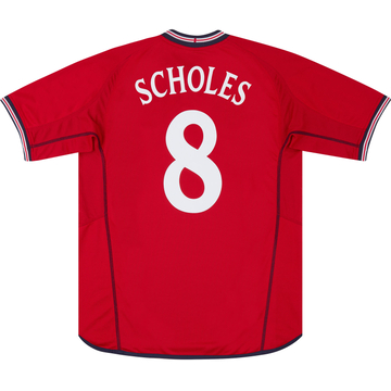 【99/01 Umbro England home Scholes #8】 1999-01 England Home Shirt Scholes #8 - 6/10 - (L)