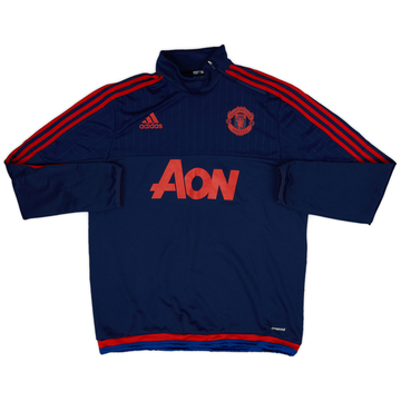 2015-16 Manchester United adidas 1/4 Zip Sweat Top - 8/10 - (S)