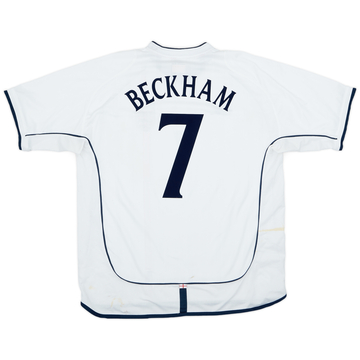 2001-03 England Home L/S Shirt Beckham #7 - 7/10 - (XL)