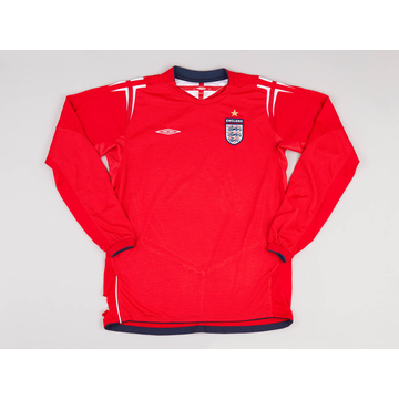 ウェア England Away 2004 #7 Beckham Longsleeve ENGLAND 2004 UEFA EURO QUARTER-FINAL REVERSIBLE JERSEY UMBRO