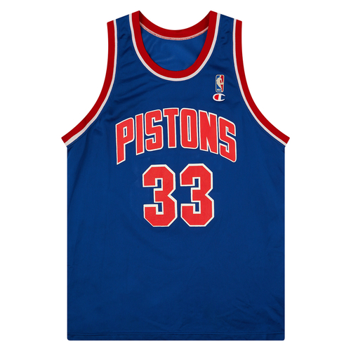 1994 95 Detroit Pistons Hill 33 Champion Away Jersey Excellent L