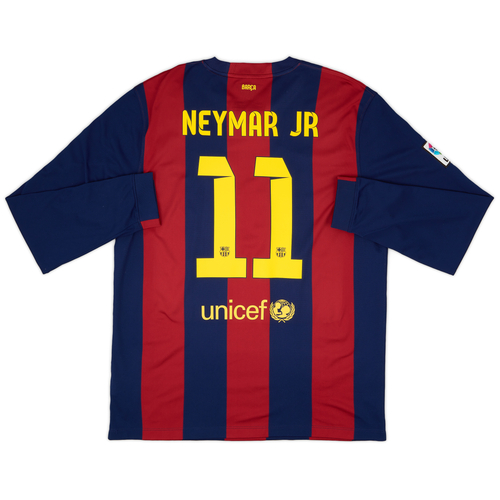 2014 15 Barcelona Home L S Shirt Neymar JR 11 8 10 XL