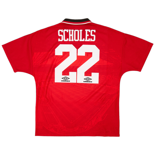 1994 96 Manchester United Home Shirt Scholes 22 6 10 L