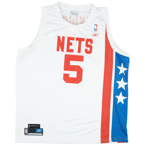 2003 06 New Jersey Nets Kidd 5 Reebok Throwback Jersey Excellent XXL