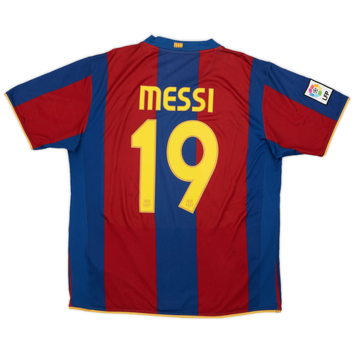 2007 08 Barcelona Home Shirt Messi 19 5 10 L