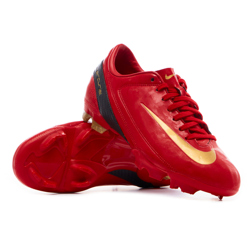 Nike mercurial red and top gold