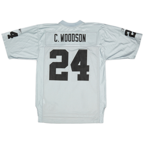 2002 04 Oakland Raiders C. Woodson 24 Reebok On Field Alternate