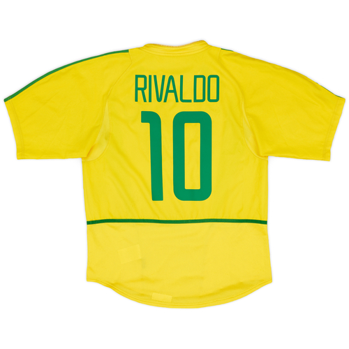2002 04 Brazil Home Shirt Rivaldo 10 Good 5 10 L