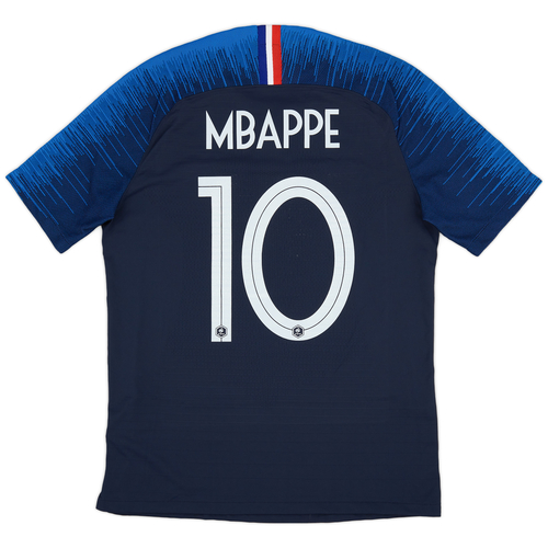 2018 France Authentic Home Shirt Mbappe 10 4 10 M