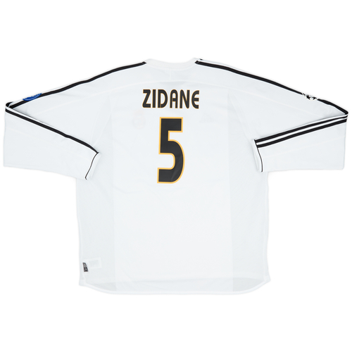 2003-04 Real Madrid Home L/S Shirt Zidane #5 - 9/10 - (XXL)