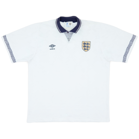 1990-92 England Home Shirt - 6/10 - (XL)