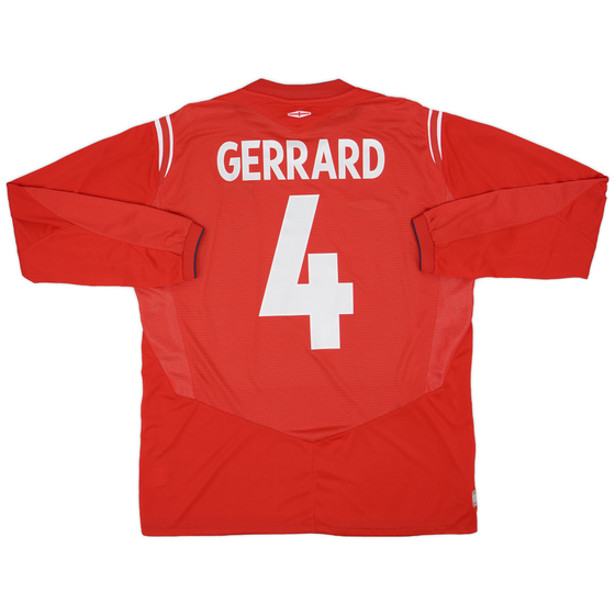 2004-06 England Away L/S Shirt Gerrard #4 - 9/10 - (XL)