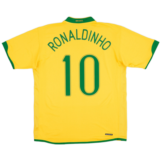 2006-08 Brazil Home Shirt Ronaldinho #10 - 9/10 - (L)