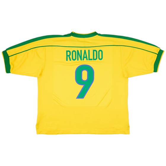 1998-00 Brazil Home Shirt Ronaldo #9 - 7/10 - (L)