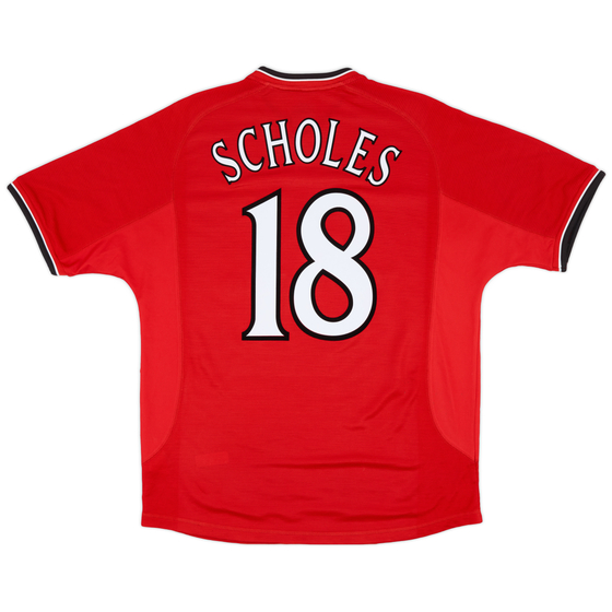 2000-02 Manchester United Home Shirt Scholes #18 - 9/10 - (L)