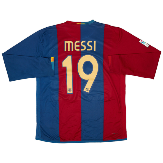 2006-07 Barcelona Home L/S Shirt Messi #19 - 8/10 - (XL)