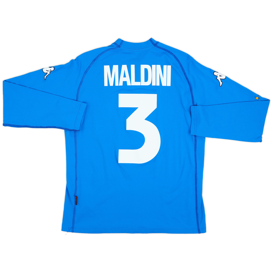 2000-01 Italy Home L/S Shirt Maldini #3 - 9/10 - (XL)