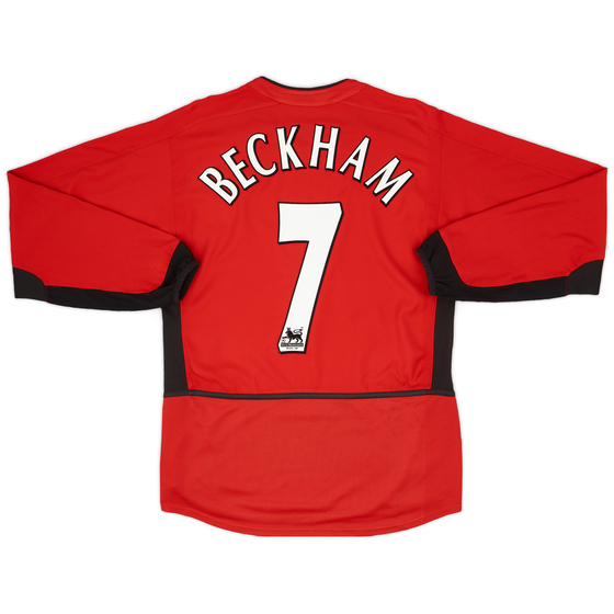 2002-04 Manchester United Home L/S Shirt Beckham #7 - 9/10 - (S)