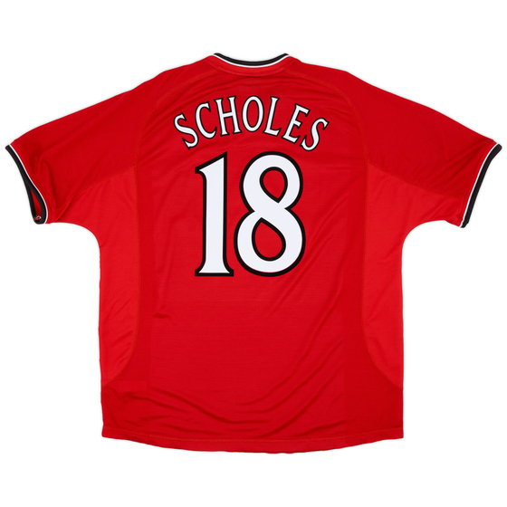 2000-02 Manchester United Home Shirt Scholes #18 - 9/10 - (XL)