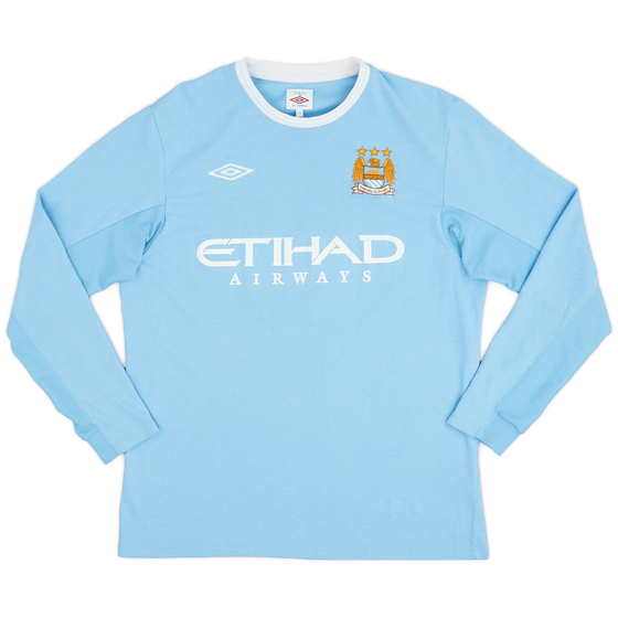 2009-10 Manchester City Home L/S Shirt #9 - 8/10 - (L)