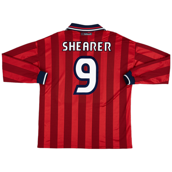 1997-99 England Away L/S Shirt Shearer #9 - 9/10 - (XL)
