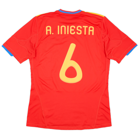 2009-10 Spain Home Shirt A.Iniesta #6 - 8/10 - (M)
