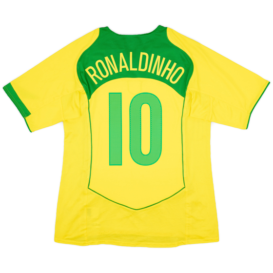 2004-06 Brazil Home Shirt Ronaldinho #10 - 8/10 - (L)
