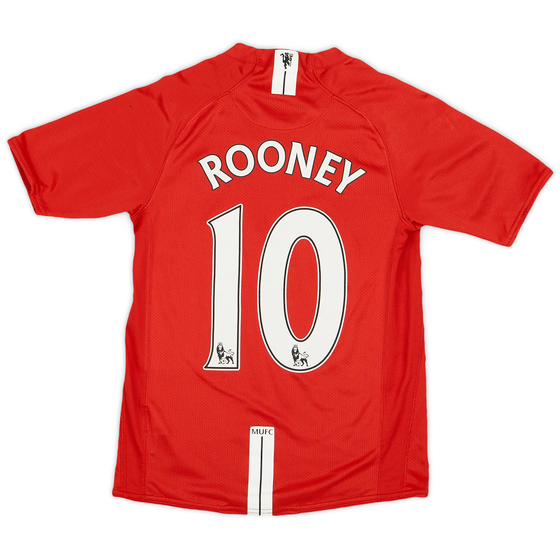 2007-09 Manchester United Home Shirt Rooney #10 - 8/10 - (L.Boys)