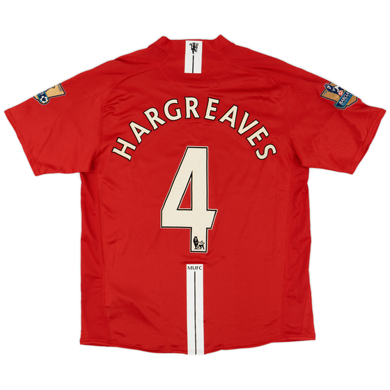 2007-09 Manchester United Home Shirt Hargreaves #4 - 8/10 - (L)