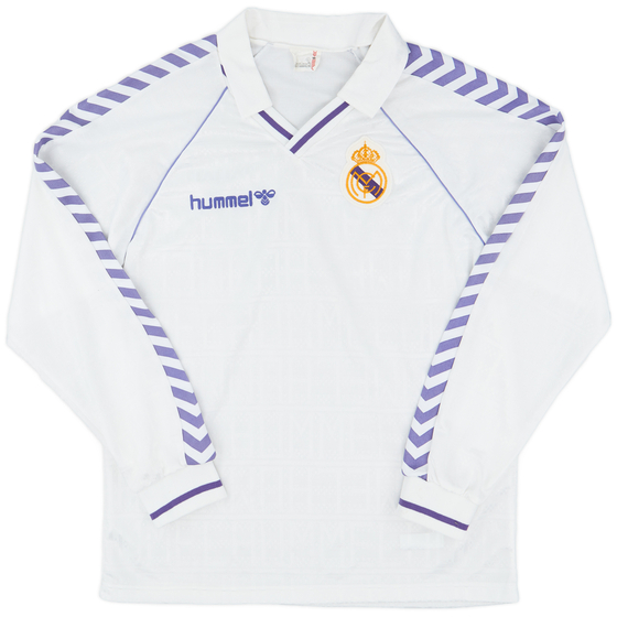 1986-88 Real Madrid Home L/S Shirt - 9/10 - (L)