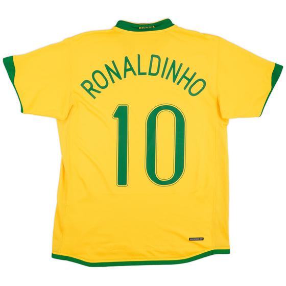 2006-08 Brazil Home Shirt Ronaldinho #10 - 9/10 - (M)