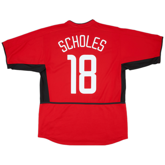 2002-04 Manchester United Home Shirt Scholes #18 - 9/10 - (L)