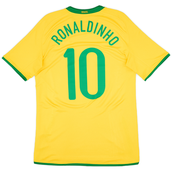 2008-10 Brazil Home Shirt Ronaldinho #10 - 8/10 - (M)