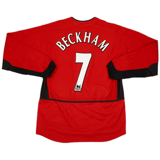 2002-04 Manchester United Home L/S Shirt Beckham #7 - 9/10 - (L)