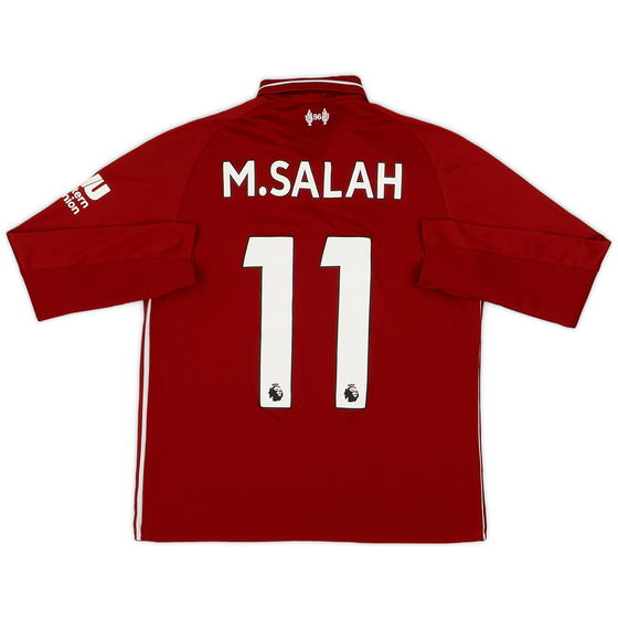 2018-19 Liverpool Home L/S Shirt Salah #11 - 8/10 - (L.Boys)